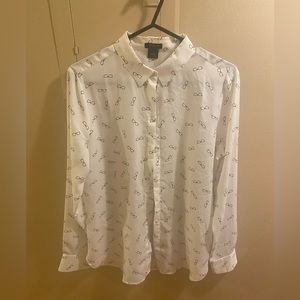 Ann Taylor Glasses Print Blouse
